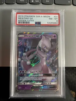 2019 Pokemon Sun & Moon Hidden Fates MEWTWO GX 31/68 PSA 8 NEAR MINT/MINT!! - Image 1