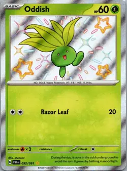 Pokemon TCG Oddish 92/91 Paldean Fates Holo NM - Image 1