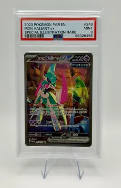 Pokemon TCG Iron Valiant EX Paradox Rift #249 Special Illustration Rare PSA 9 - Image 1