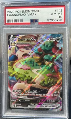 2020 POKEMON SWORD & SHIELD #142 FULL ART/SNORLAX VMAX PSA 10 - Image 1