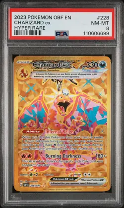 2023 POKEMON OBF EN-OBSIDIAN FLAMES HYPER RARE #228 CHARIZARD EX PSA 8 - Image 1