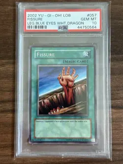 2002 YU-GI-OH! LOB-LEGEND OF BLUE EYES WHITE DRAGON #057 FISSURE PSA 10 - Image 1