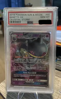 2018 Pokemon Sun & Moon Celestial Storm # 66/168 Banette GX PSA 10 Card GEM MINT - Image 1