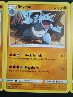 Pokemon Cards Rhyhorn Rhydon & Rhyperior Sun and Moon Burning Shadows. NM/M 2017 - Image 3