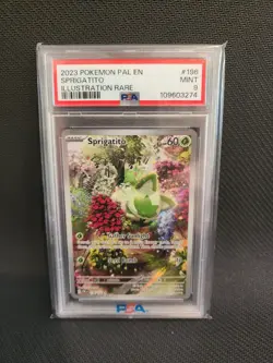 Pokemon TCG Sprigatito Holo Illustration Rare Card Paldea Evolved 196/193 PSA 9 - Image 1