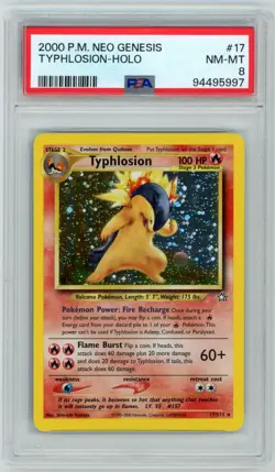 TYPHLOSION PSA 8 Neo Genesis Holo Rare Pokemon Card Unlimited 17/111 WOTC - Image 1