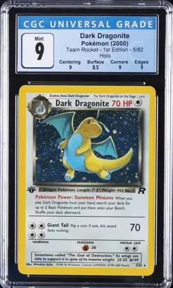 2000 POKEMON TEAM ROCKET - 1ST ED - HOLO #5/82 DARK DRAGONITE CGC 9 - Image 1