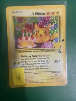 Birthday Pikachu 24 Celebrations Classic Collection Holo Pokemon TCG 2021 NM #E - Image 1