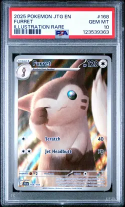 2025 POKEMON JTG EN-JOURNEY TOGETHER ILLUSTRATION RARE #168 FURRET PSA 10 - Image 1