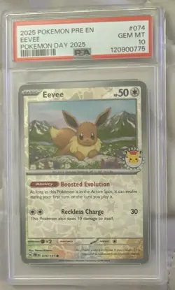 2025 Pokemon PRE En Eevee Pokemon Day 2025 #074 PSA 10 - Image 1