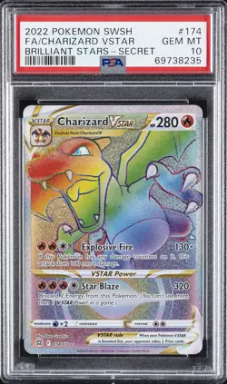2022 POKEMON SWORD & SHIELD BRILLIANT STARS #174 FULL ART/CHARIZARD VSTAR PSA 10 - Image 1