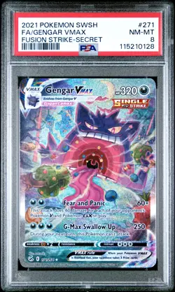 2021 POKEMON SWORD & SHIELD FUSION STRIKE SECRET #271 FULL ART/GENGAR VMAX PSA 8 - Image 1