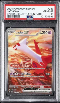 2024 POKEMON SSP EN-SURGING SPARKS SPECIAL ILLUSTRATION RARE LATIAS EX PSA 10 - Image 1
