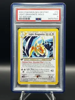 2002 Pokemon Neo Destiny 1st Edition Light Dragonite Holo PSA 9 - Image 1
