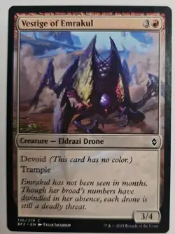 MTG Magic The Gathering Card Vestige of Emrakul Creature Eldrazi Drone Red BFZ - Image 1