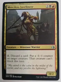 MTG Magic The Gathering Card Merciless JavelineerCreature Minotaur Warrior 2017 - Image 1