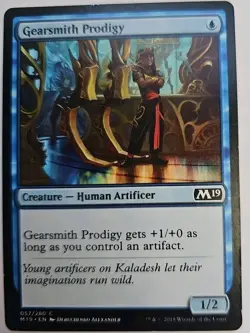 MTG Magic The Gathering Card Gearsmith Prodigy Creature Human Artificer Blue M19 - Image 1