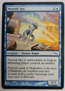 MTG Magic The Gathering Card Neurok Spy Creature Human Rogue Blue Mirrodin - Image 1