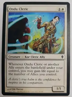 MTG Magic The Gathering Card Ondu Cleric Creature Kor Cleric Ally White Zendikar - Image 1