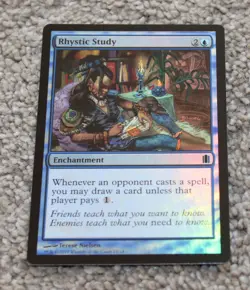 MTG Rhystic Study - Prophecy magic the gathering card foil Commander's Arsenal - Image 1