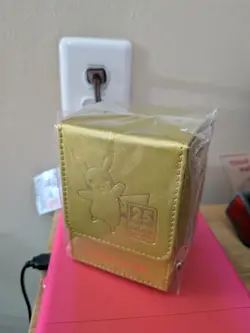 Pokemon Center Japan Premium 25th Anniversary Pikachu Gold Deckbox / Case - Image 1