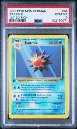 PSA 10 STARMIE 64 BASE SET GERMAN 1ST POKEMON GEM MINT - Image 1