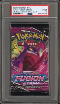2021 POKEMON FUSION STRIKE FOIL BOOSTER PACK GIGANTAMAX GENGAR PSA 9 MINT - Image 1