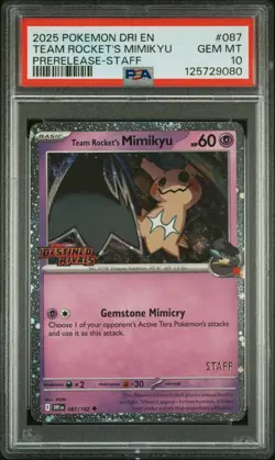 2025 POKEMON DRI EN-DESTINED RIVALS #087 TEAM ROCKET'S MIMIKYU PSA 10 - Image 1
