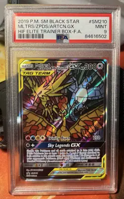 Moltres & Zapdos & Articuno GX SM210 Sm Holo PSA 9 Graded Pokemon Card - Image 1