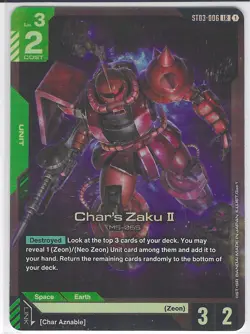 Gundam Card Game - Char's Zaku II ST03-006 LR Raw Near Mint/Mint - Image 1