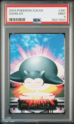 2004 CARDDASS POKEMON ADVANCED GENERATION ZUKAN CARD #281 SNORLAX PSA 9 - Image 1