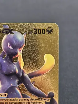 Pokemon Mewtwo GX 300hp Gold Foil Fan Art Collector Card TCG - Image 3
