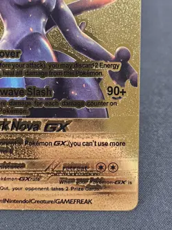 Pokemon Mewtwo GX 300hp Gold Foil Fan Art Collector Card TCG - Image 4