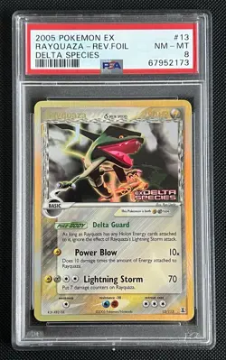 Pokemon TCG Rayquaza EX Delta Species Holo Rare Card 13/113 PSA 8 - Image 1
