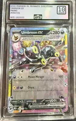 2025 Pokemon Pre EN Prismatic Evolution UMBREON EX #060/131 Gem Mint MPE 10 - Image 1