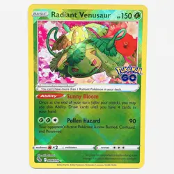 Radiant Venusaur Pokemon GO 004/078 Holo Radiant Rare Pokemon TCG NM - Image 1