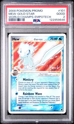 2008 POKEMON WORLD CHAMPIONSHIPS PROMO EMPOTECH #101 MEW-GOLD STAR PSA 2 - Image 1