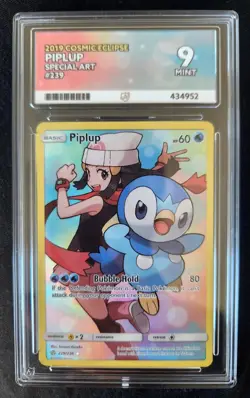 Ace Graded 9 Slab Piplup (Full Art, Secret) - Pokemon SM Cosmic Eclipse 239/236 - Image 1