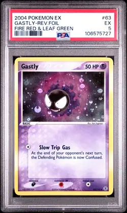 2004 POKEMON EX FIRE RED & LEAF GREEN #63 GASTLY-REVERSE FOIL PSA 5 - Image 1