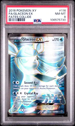2016 POKEMON XY FATES COLLIDE #116 FULL ART/GLACEON EX PSA 8 - Image 1