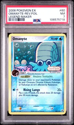 2006 POKEMON EX LEGEND MAKER #60 OMANYTE-REVERSE FOIL PSA 7 - Image 1