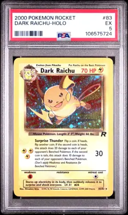 2000 POKEMON ROCKET #83 DARK RAICHU-HOLO PSA 5 - Image 1