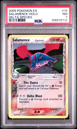 2005 POKEMON EX DELTA SPECIES #14 SALAMENCE-HOLO PSA 7 - Image 1