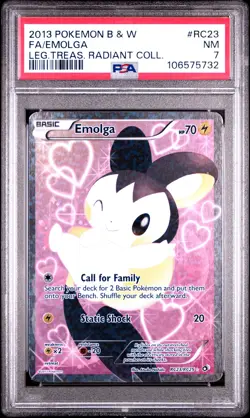 2013 POKEMON B&W LEGEND TREASURES RADIANT COLL #RC23 FULL ART/EMOLGA PSA 7 - Image 1