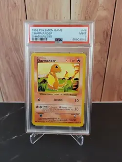 Charmander, Shadowless Base Set, 46/102, Pokemon, WOTC 1999, (PSA 9) - Image 1