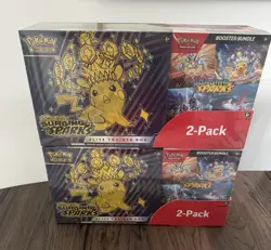 Lot 2 Pokemon Surging Sparks Elite Trainer Box + Booster Bundle Costco 2-Pack - Image 1