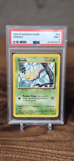 1999 POKEMON BASE SET UNLIMITED #69 WEEDLE PSA 9 - Image 1