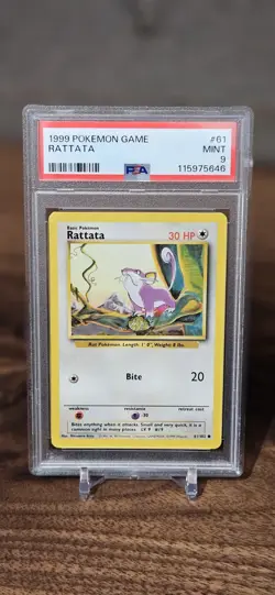 1999 POKEMON BASE UNLIMITED RATTATA PSA 9 MINT 61/102 - Image 1