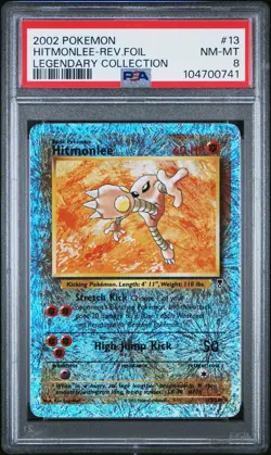 2002 POKEMON LEGENDARY COLLECTION #13 HITMONLEE-REVERSE FOIL PSA 8 - Image 1