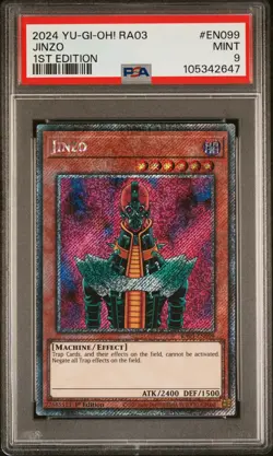 2024 YU-GI-OH! RA03-QUARTER CENTURY BONANZA 1ST ED #EN099 JINZO PSA 9 - Image 1